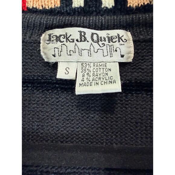 Jack B. Quick Plaid Trim Knit Cardigan Jacket Button Front Black Red Size S - Picture 4 of 6